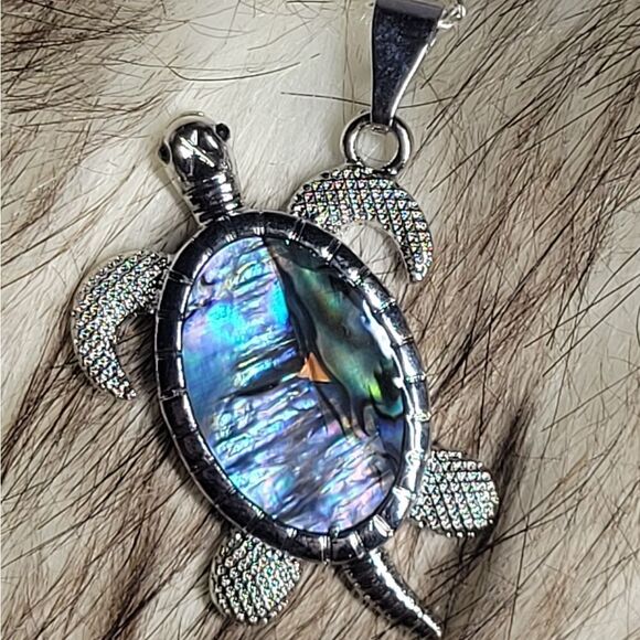 Abalone Shell Turtle Necklace - Picture 1 of 6